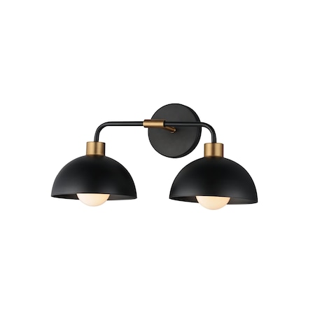 Maxim Lighting Thelonious 2-Light Wall Sconce, Black/Natural Aged Brass 10022BKNAB